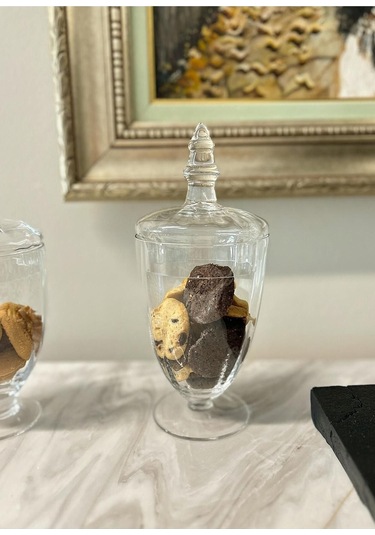 The Mia Ayaklı Cam Saklama Kabı 24 Cm Şeffaf