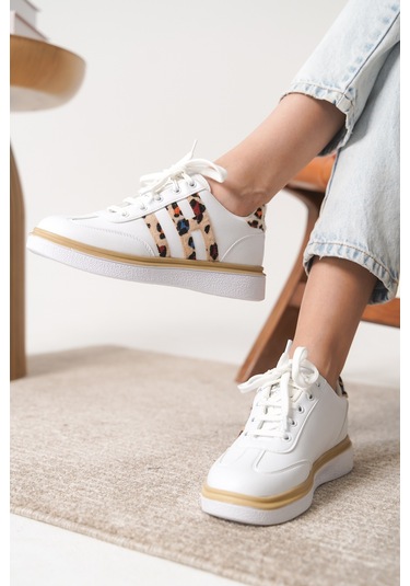 Garantili D0516 Günlük Ortopedik Kadın Sneaker Spor Ayakkabı Beyaz