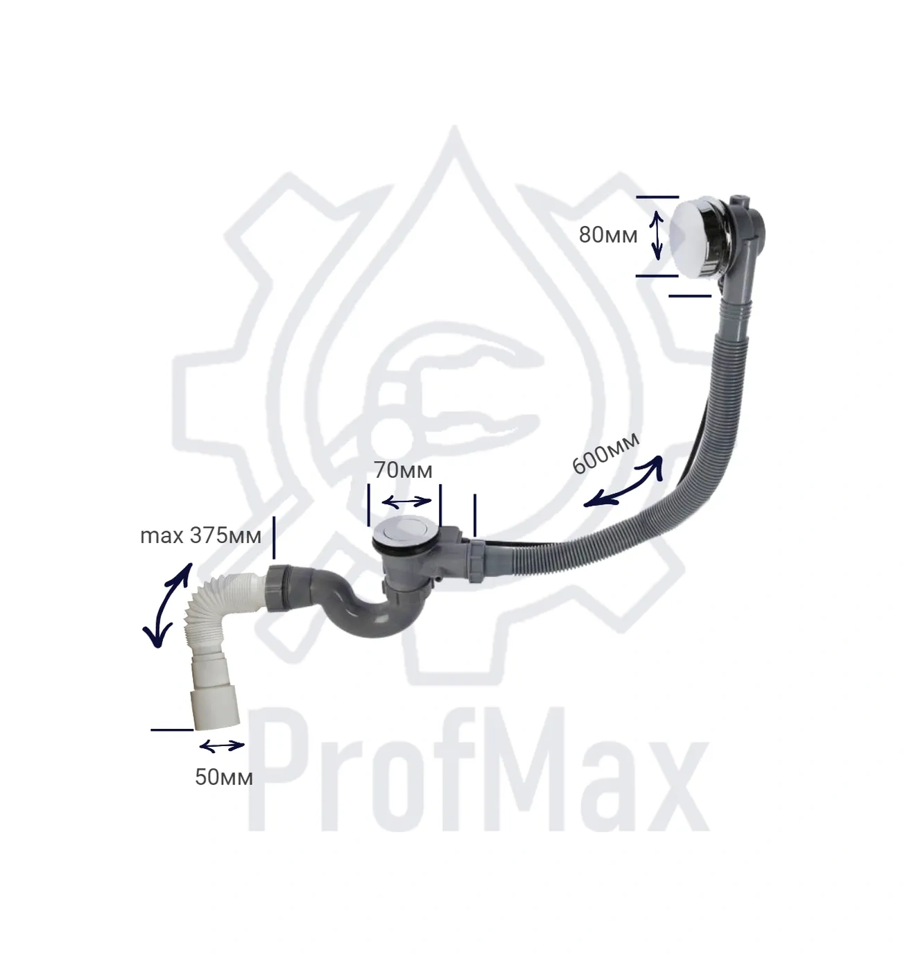 Tım Banyo Sifonu, Bağlantı, Yarım Otomatik Taşmalı Tahliye 169880786