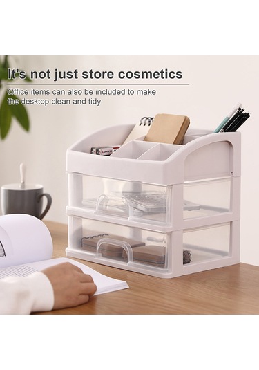 Hombey İki Katlı Plastik Makyaj Organizasyon Kutusu - Şeffaf Ve Beyaz, Çekmeceli Tasarım, Toz Ve Su Koruma, Makyaj Malzemelerinizi Düzenleyin Ve Kolayca Bulun Beyaz