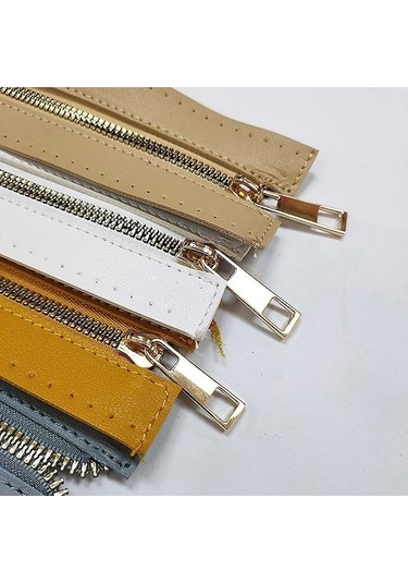 Novahub Bej Dokuma Çanta Donanımı İçin Fermuar Pu Deri Fermuar Dikiş Aksesuarları Giysiler İçin Bej