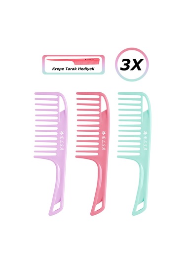Professional 0345 Geniş Tarak 3x Krepe Tarak Hediyeli