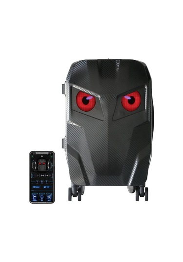 Led Ekranlı Akıllı Valiz Telefon Kontrollü, Sert , 57 X 37 X 22 Cm Seyahat Valizi Siyah