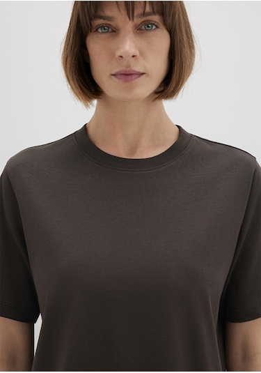 Mavi - Kahverengi Basic Tişört 1600965-90707 Kahverengi