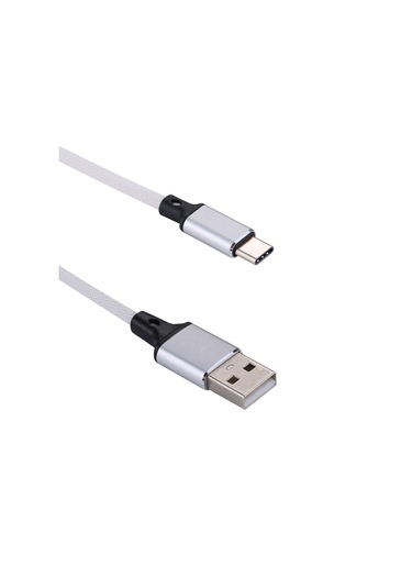 1m 2a Çıkış Usb To Usb-c / Type-c Nylon Örgü Tarzı Veri Senkronizasyon Şarj Kablosu Beyaz