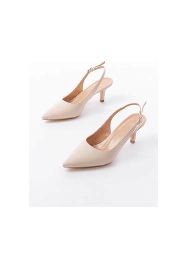 St-1152 Bej Günlük 7 Cm Topuklu Kadın Ayakkabı Bej