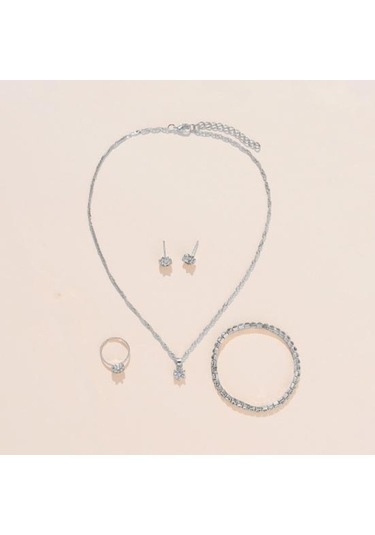 Dancemonkey Yüzük Yüzük Taklidi Takım Takı Solmaz Seti Paslanmaz Küpe Kolye Kadın Hediyesi Hediyesi Hafif Günü Doğum Bilezik Bayan Ayarlanabilir Anne Altın 1 Zo Altın