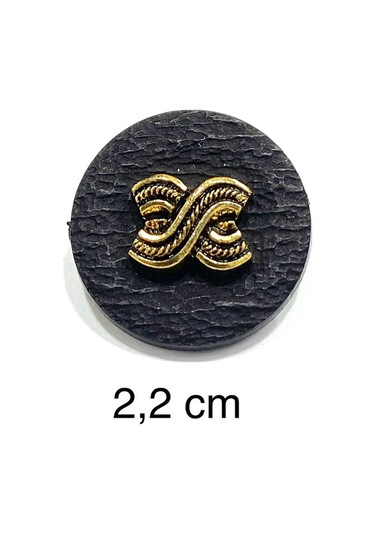 Trençkot Ceket Düğmesi / Kabartma Gold Detaylı / Siyah 2,2 Cm / Kod:2620