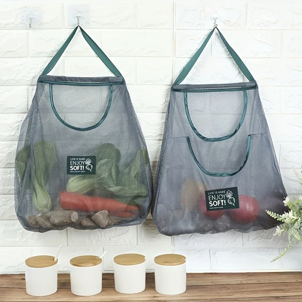 Chenkestoreone Çift Cep Xl Mutfak Sebze Meyve Saklama Filesi Asılı Naylon Torba Diğer