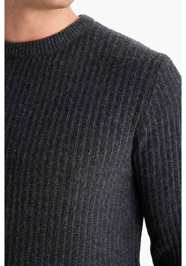 Defacto Standart Fit Bisiklet Yaka Triko Kazak E0811ax25wnar163 Antrasit