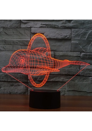 Sones Yunus Atlama Tarzı 3d Dokunmatik Anahtarı Kontrol Led Işık, 7 Renk Renk Değişikliği Yaratıcı Görsel Stereo Lamba Masa Lambası Gece Lambası Çok Renkli