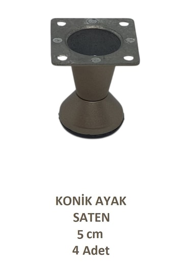 Adilon Konik Ayak, Zamak, Saten, 5 cm, Dolap, Mobilya, Puf Ayağı (4 Adet)