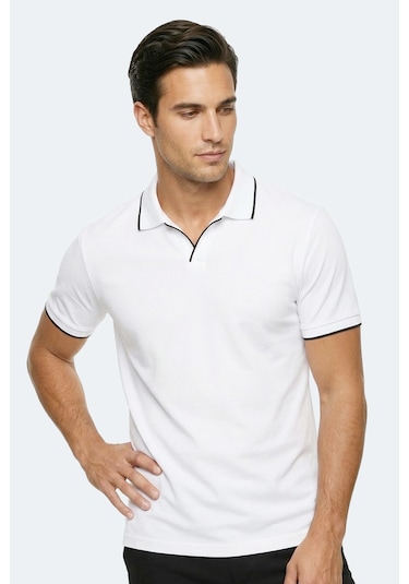 Slazenger Zıther Erkek Polo Yaka Beyaz Tişört