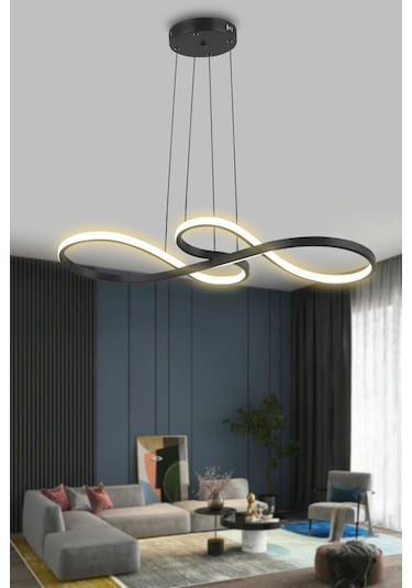 Yol Modern Sarkıt Mutfak, Balkon Led Avize - Kumandalı / Siyah Siyah