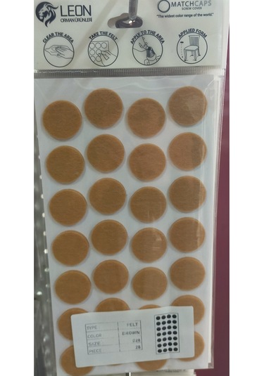 Hyk Group Mobilya Masa Sandalye Koltuk Ayağı Kaydırmaz Ses Önleyici Keçe Yapışkanlı 28 Mm 28 Adet Kahverengi