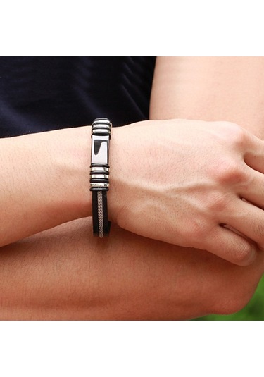 Ehediye Chavin Siyah Ipc Kap. Kaçuk Çelik Erkek Bileklik Cy86 Çok Renkli