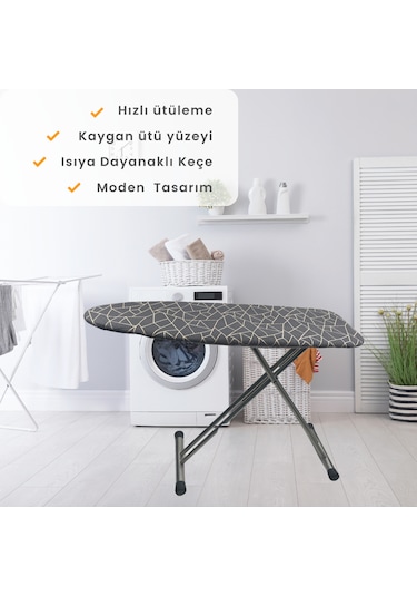 Beylini Ütü Masası Kılıfı Örtüsü Bezi, Keçeli Süngerli Lastikli Y