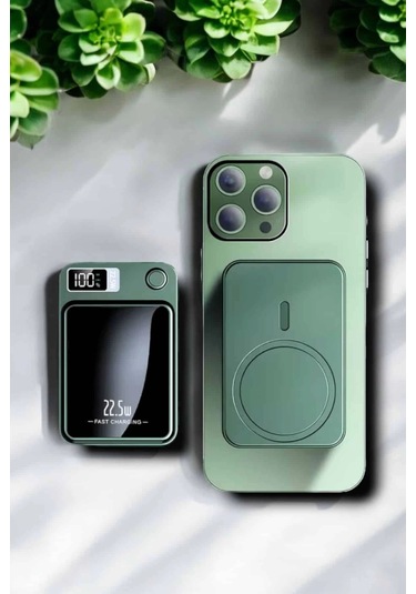 22.5w Magsafe Kablosuz Şarjlı Powerbank Dijital Ekran Ve Hızlı Şarj Çok Renkli