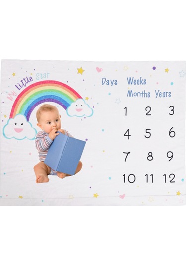 Suofeng Bebek Ay Ay Büyüme Battaniyesi - Yumuşak Flanel Fotoğraf Örtüsü 47x39 İnç Çok Renkli