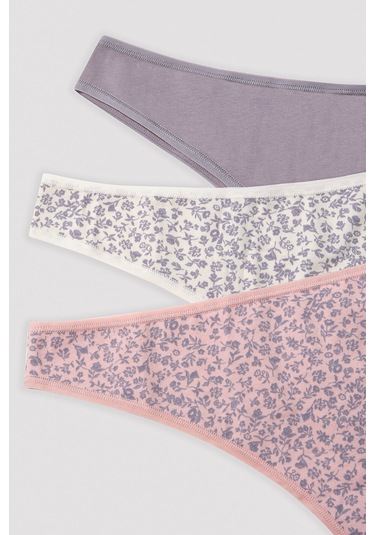 Penti Soft Floral Shadow Çok Renkli 3 lü Brazilian Külot Çok Renkli