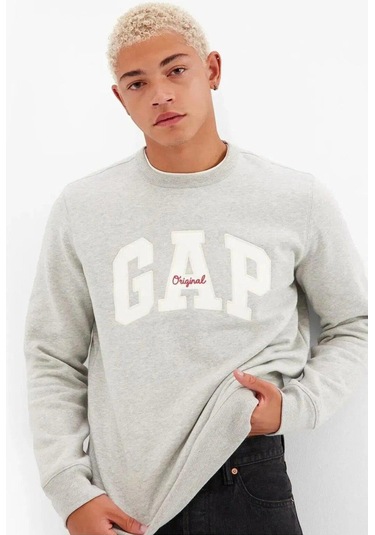Gap Logo Bisiklet Yaka Sweatshirt-12711 Gri