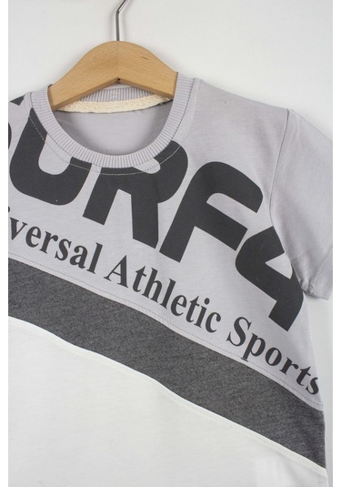 Erkek Çocuk Atletik Baskılı Şortlu Takım-6288-Gri