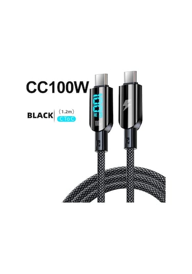 Maerknon 100w 6a Usb C Pd Hızlı Şarj Kablosu Samsung Uyumlu Xiaomi Huawei İçinblack1.2m
