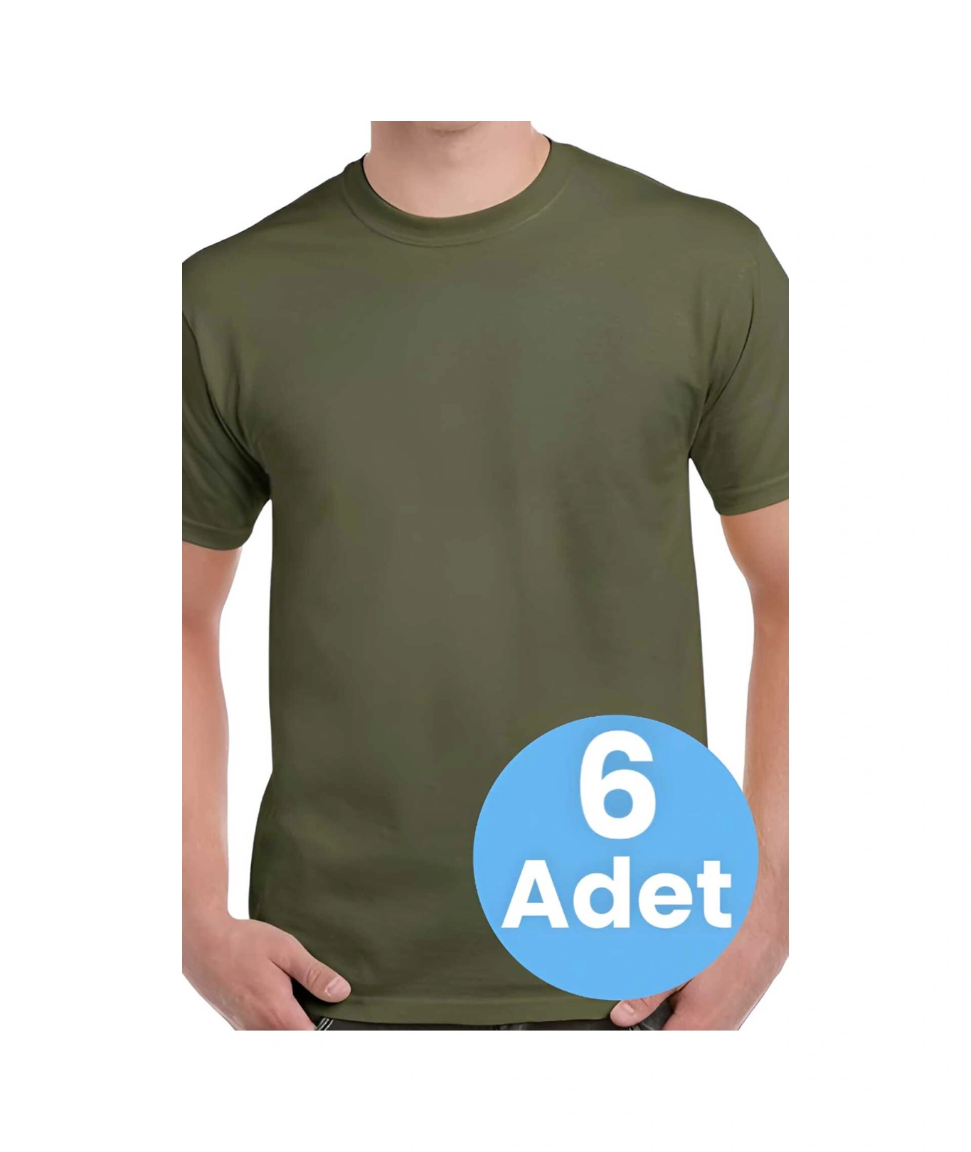 Tezzgelsin Erkek Sıfır Yaka Pamuklu 6'lı Fanila Asker Atleti Asker Çamaşırı Yeşil