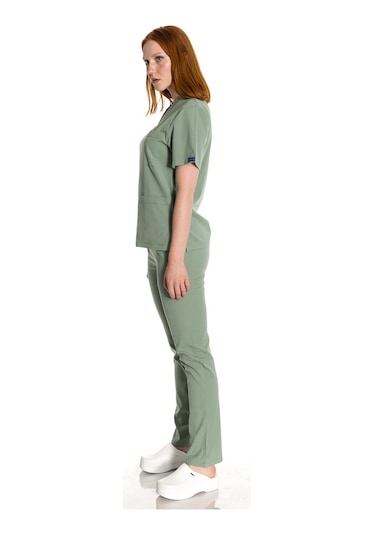 Unisex Likra Çağla Yeşili Scrubs