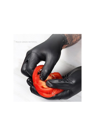 Suofeng "100 Adet Nitril Eldiven - Latex İçermez, Tozsuz, Dayanıklı, Yağa Ve Kimyasallara Dayanıklı" Siyah