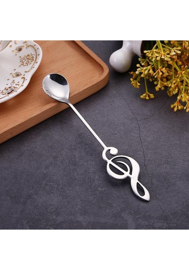 Gümüş Paslanmaz Çelik Müzik Notaları Kahve Kaşığı Karıştırma Fincan Kaşık Müzik Çubuğu Dondurma Kaşığı Mutfak Aracı Kaşık Aksesuarları