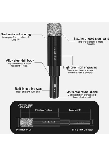 Pazly Tam Seramik Karo Delme Ucu Seti: 6-16mm, Vitrifiye, Granit, Cam Seramik Delme Aleti