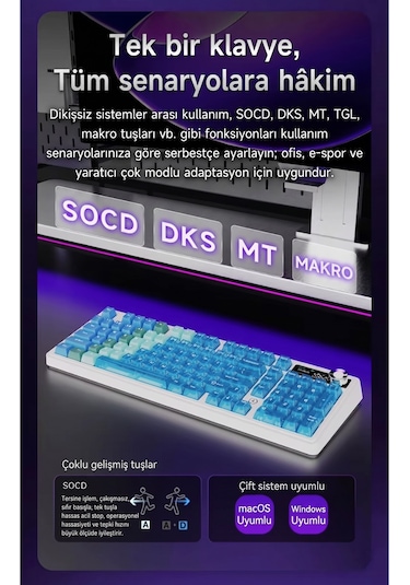 Ak980v2 Pro 8000 Hz Kablosuz Mekanik Oyun Klavyesi-tft Ekranlı-rapid Trigger