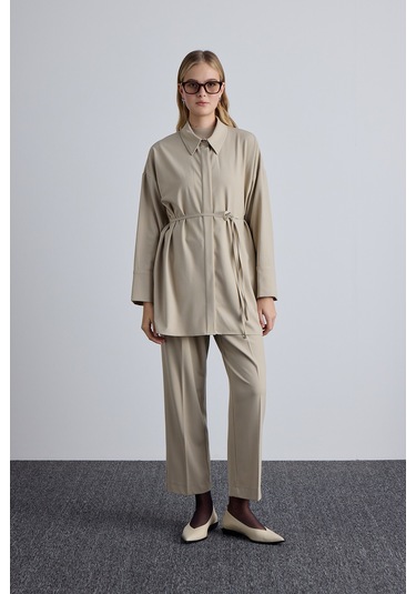 Manuka Geniş Yaka Kadın Tunik - Bej