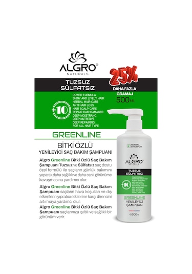 Algro Greenline Bitki Özlü Yenileyici Saç Bakım Şampuanı 500 ML