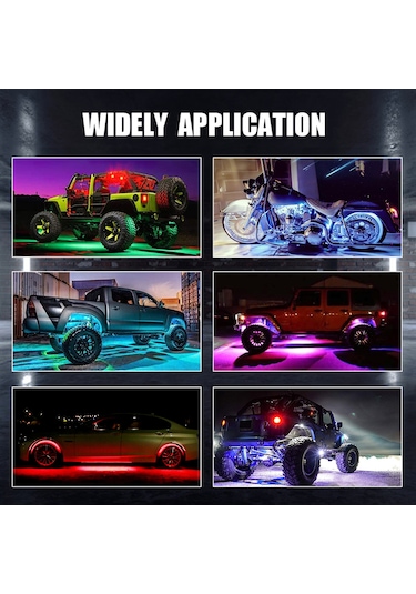 Symbee 12v Rgb Araba Tabanca Lambaları - 4'lü Set, App+24 Tuşlu Kumanda, 16m Renk, Yüksek Parlaklık, 5050 Led