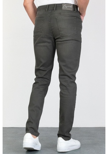 Erkek Haki Slim Fit Likralı Denim Kot Pantolon Hltvalkhi