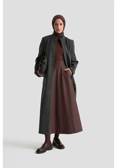 Armine Hakim Yaka Kaşe Kap 25kd1124 Gri Gri