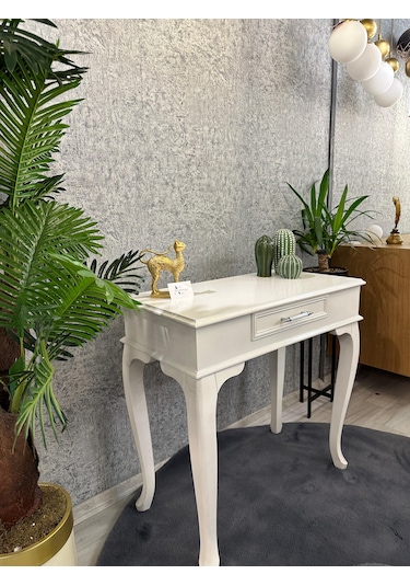 Ahşap Lükens Dresuar Beyaz