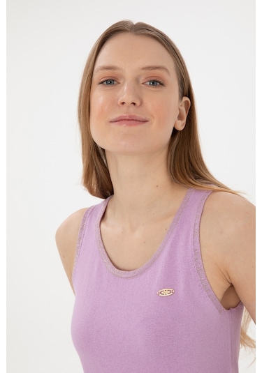U.S. Polo Assn. Kadın Lila Bisiklet Yaka Triko Tişört 50306480-VR034