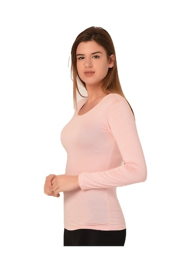 Disentis Yuvarlak Yaka Uzun Kollu Viskon Somon Body
