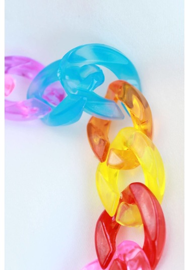 Renkli Kalın Zincir Kolye Çok REnkli