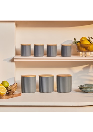 Karaca Massimo 7'li Seramik Vakum Kapaklı Baharat Takımı Antrasit Antrasit