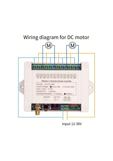 Motion003 Kod Ak-c211008 F22h 12v 36v 4 Kanal 433mhz Uzaktan Kablosuz Kontrol Anahtarı Garaj Kapısı Açacağı Motor Işık Anahtarları İçin