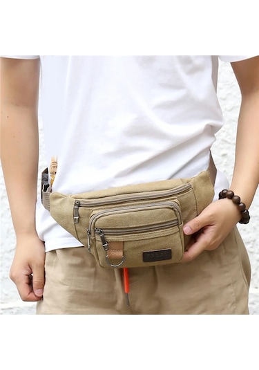 Göğüs Çantası Kanvas Bel Çantası Kadın Erkek Kemer Çantası Moda Haki