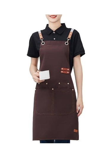 Koyu Kahve Erkekler Kadınlar İçin Su Geçirmez Önlük Anti-yağ Paslanmaz Pişirme Önlüğü Garson Barbekü Mutfak Aksesuarları