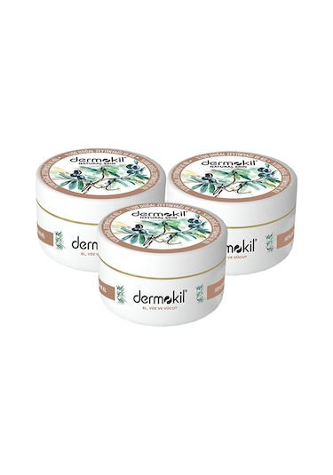 Dermokil Zeytinyağlı Yüz, Vücut ve Doğal El Kremi 300 ml x 3 Adet