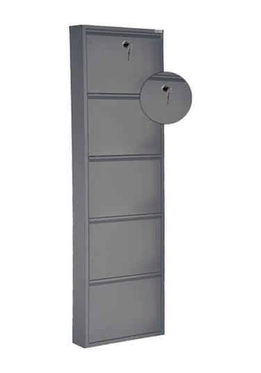 Kilitli 5'li Metal Ayakkabılık - Antrasit