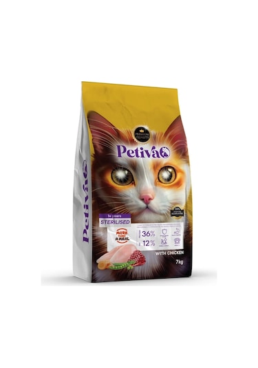 Petiva Kısırlaştırılmış Tavuk Etli Yetişkin Kedi Maması 7 KG