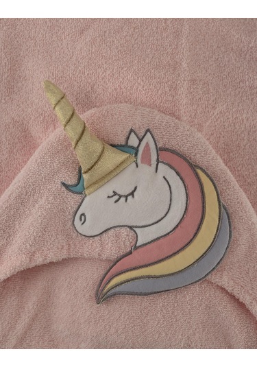 Pamuklu Unicorn Desenli Bebek & Çocuk Kundak Panço Baveno Pembe
